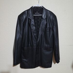 Bermans 100% Leather Jacket Black Men's Size Large